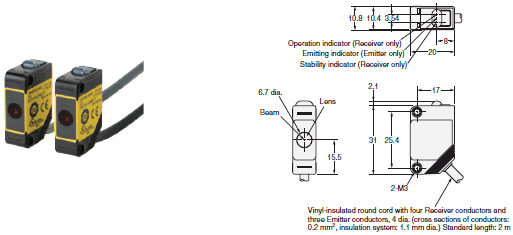 E3ZS, E3FS Dimensions 2 