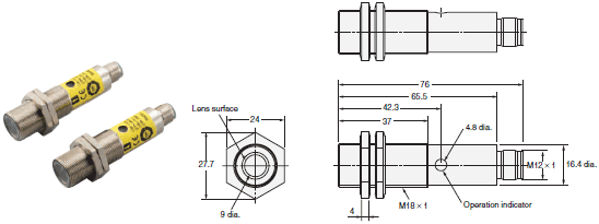 E3ZS, E3FS Dimensions 4 