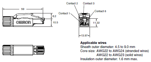 Industrieller Ethernet-Steckverbinder – XS5 / XS6 M12-Stecker, Kabelbaum  von OMRON