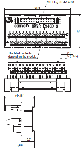 XW2R (PLCs) Dimensions 20 