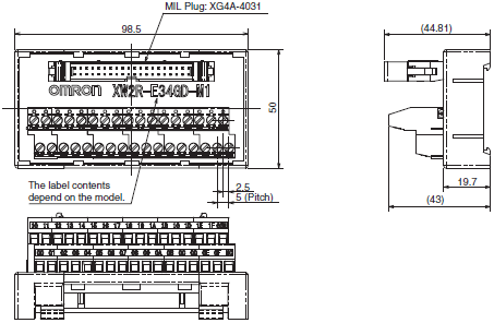 XW2R (PLCs) Dimensions 44 