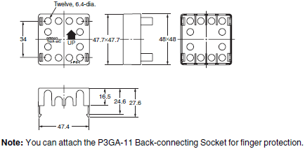 E5CC-800, E5CC-U-800 Dimensions 7 