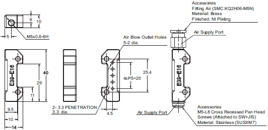 E3Z-[]-UL Dimensions 42 